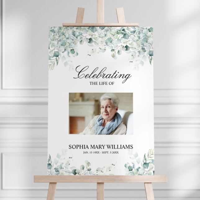 Eucalyptus Greenery Leaves Funeral Welcome Sign (Creator Uploaded)