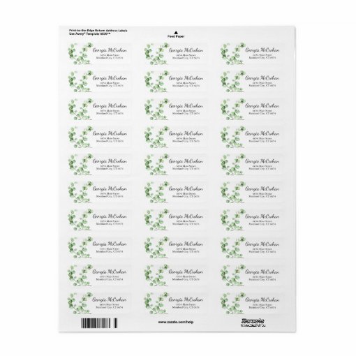 Eucalyptus Greenery Leaves Return Address Label | Zazzle