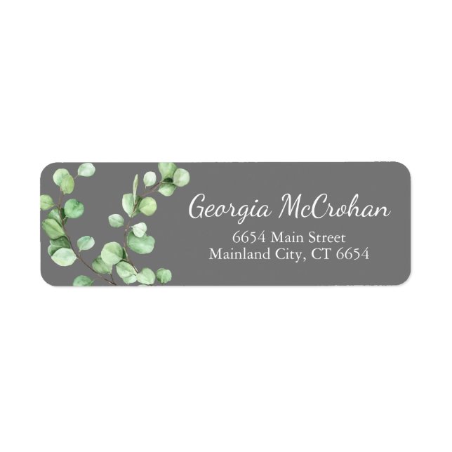 Eucalyptus Greenery Leaves Return Address Label (Front)