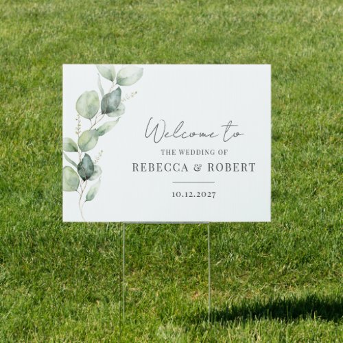 Eucalyptus Greenery Leaves Watecolor Wedding Sign