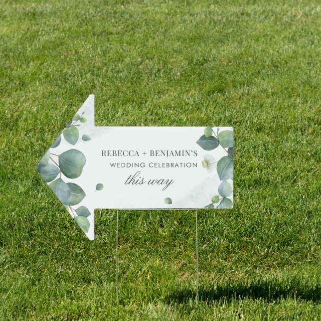 Eucalyptus Greenery Leaves Wedding Celebration Sign (Insitu)