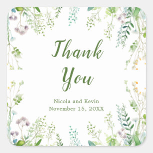 Eucalyptus Greenery Leaves Wedding  Square Sticker