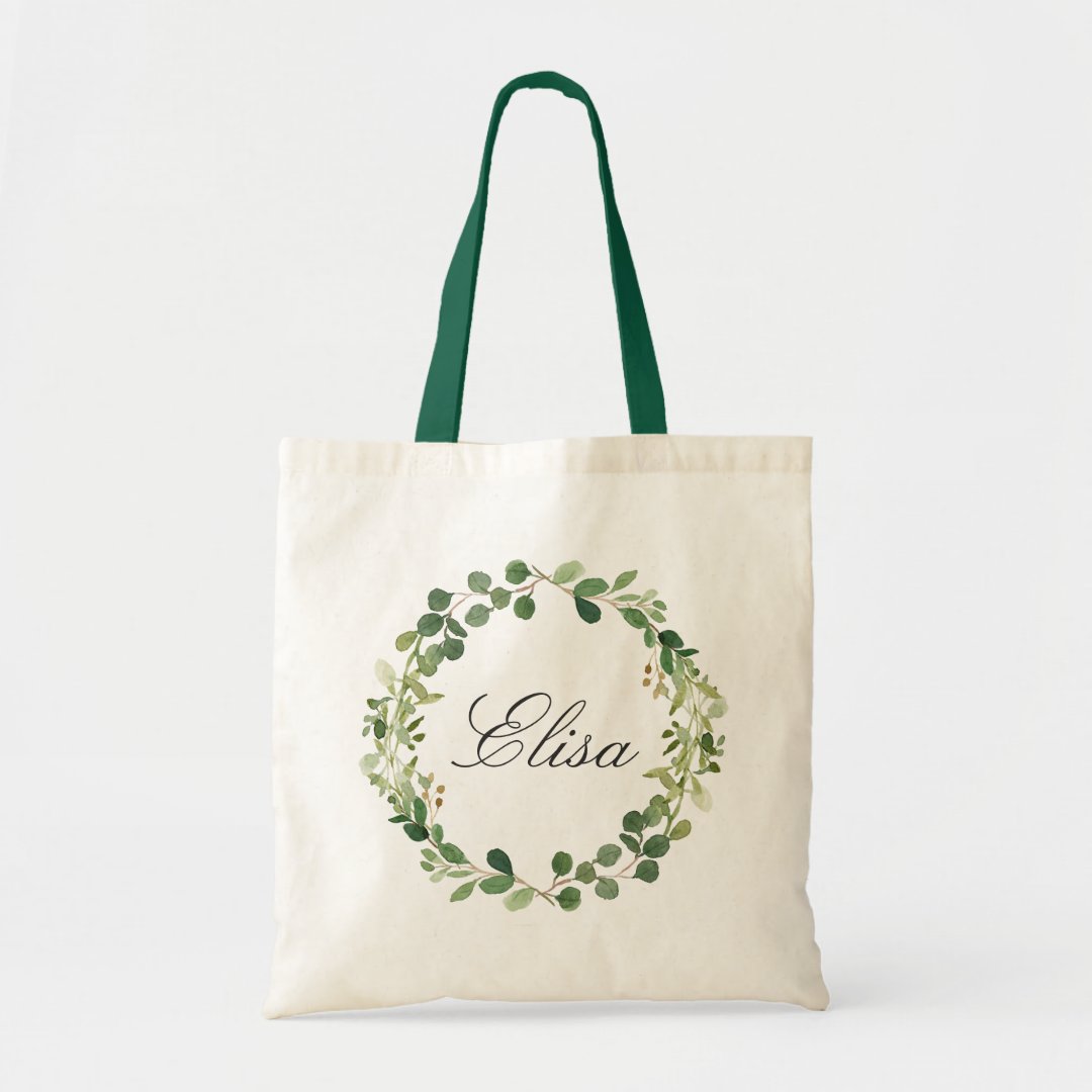 Eucalyptus Greenery Leaves Wreath Bridesmaid Tote Bag | Zazzle