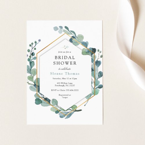 Eucalyptus Greenery Love in Bloom Bridal Shower Invitation
