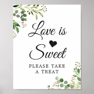 Eucalyptus Greenery Love Is Sweet Dessert Bar Sign
