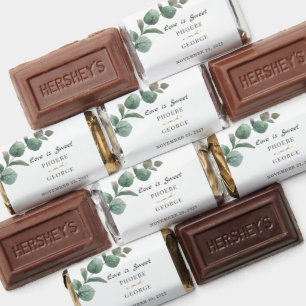 Eucalyptus Greenery Love is Sweet Wedding  Hershey's Miniatures
