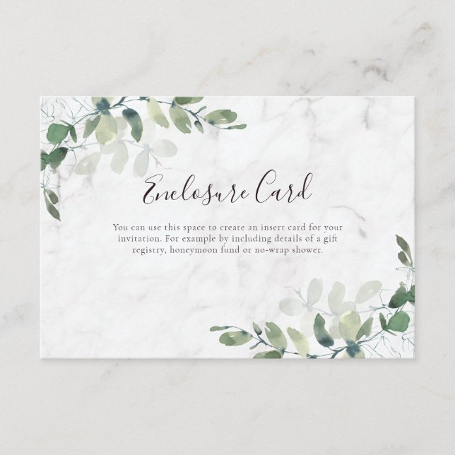 Eucalyptus Greenery Marble 3.5"x5"  Enclosure Card (Front)