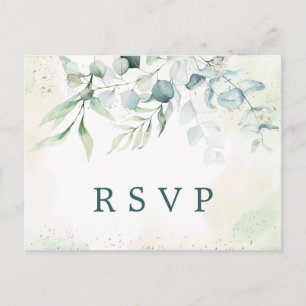 Eucalyptus Greenery Meal Choice Wedding RSVP Invitation Postcard