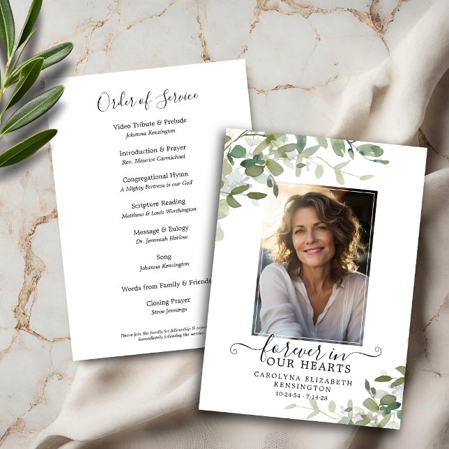Eucalyptus Greenery Memorial Funeral Program (Eucalyptus Greenery Memorial Funeral Program)