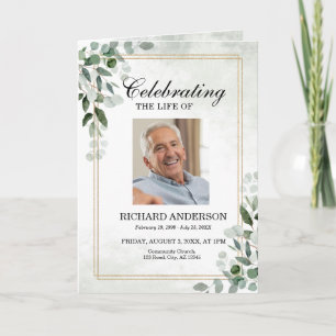Eucalyptus Greenery Memorial Funeral Program