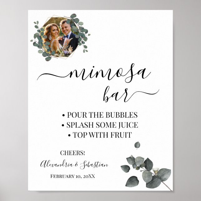 Eucalyptus Greenery Mimosa Bar Bridal Shower Sign (Front)