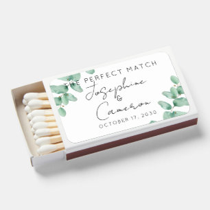 Eucalyptus Greenery Minimal Modern Wedding Favor Matchboxes