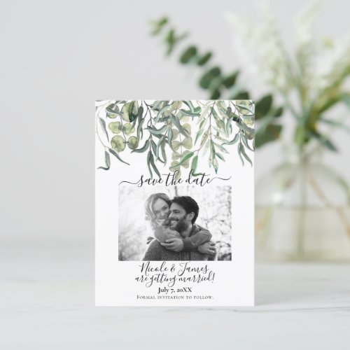 Eucalyptus Greenery Minimal Wedding Save the Date  Invitation