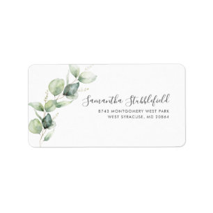 Eucalyptus Greenery Minimalist Shipping Address Label