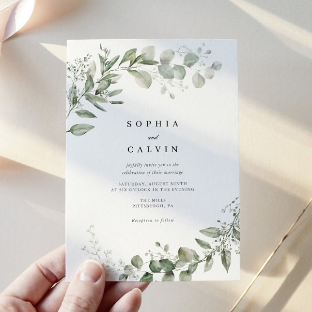 Eucalyptus Greenery Minimalist Wedding  Invitation (Creator Uploaded)