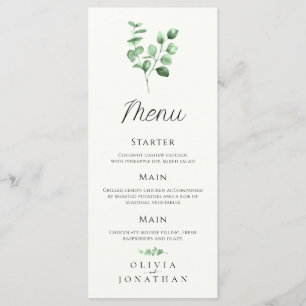 Eucalyptus Greenery Minimalist Wedding Menu