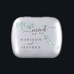 Eucalyptus Greenery Minimalist Wedding Mint Candy Tin<br><div class="desc">I take pride in all my designs, If you have any questions, want custom changes made to the design, or want coordinating items to match & need me to create it, please contact Megan with Emma Sue Bow-tique directly at megan@emmasuebowtique.com . Zazzle is now offering digital files, however if you...</div>