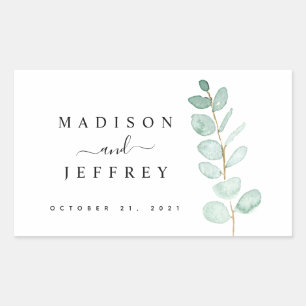 Eucalyptus Greenery Minimalist Wedding Rectangular Sticker