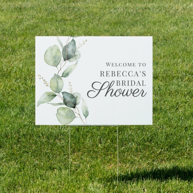 Eucalyptus Greenery Modern Botanical Bridal Shower Sign (Insitu)