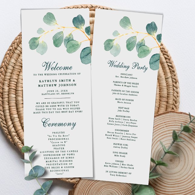 Eucalyptus Greenery Modern Elegant Summer Wedding Program (Creator Uploaded)
