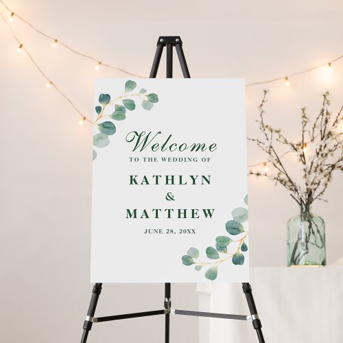 Eucalyptus Greenery Modern Elegant Welcome Wedding Foam Board