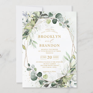 Eucalyptus Greenery Modern Geometric Wedding Invit Invitation