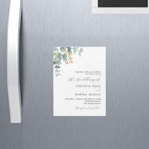 Eucalyptus greenery modern luxury wedding magnetic invitation