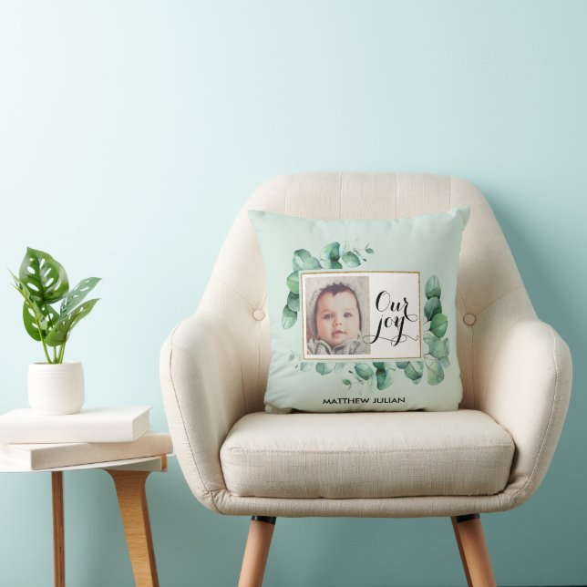 Eucalyptus Greenery Modern Photo Throw Pillow (Chair)