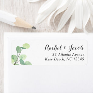 Eucalyptus Greenery Modern Script Wedding Label
