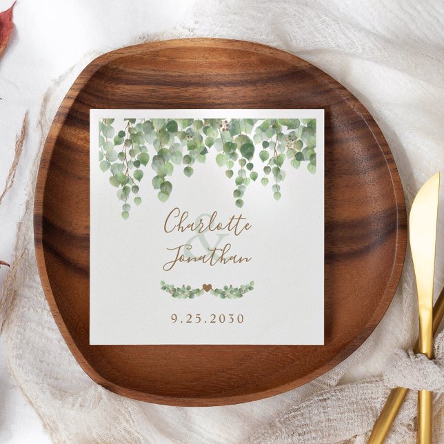 Eucalyptus Greenery Modern Simple Wedding Napkins (Creator Uploaded)