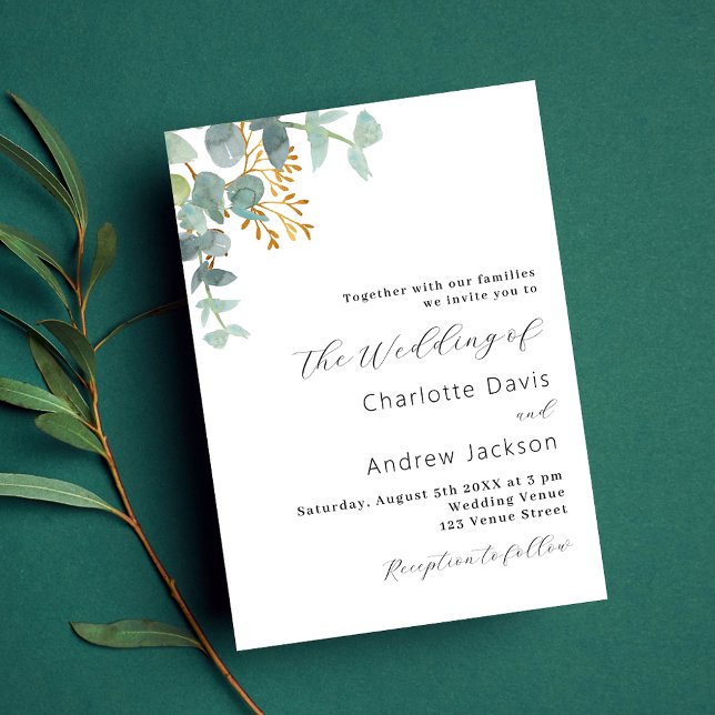 Eucalyptus greenery modern wedding invitation (Creator Uploaded)
