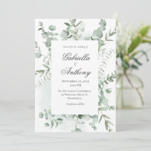 Eucalyptus Greenery  Modern Wedding Invitations