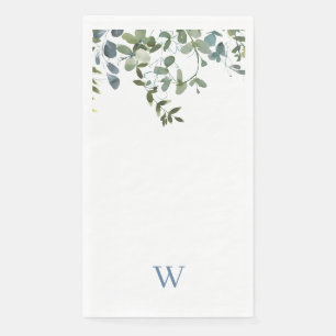 Eucalyptus Greenery Monogram Paper Guest Towels