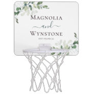 Eucalyptus Greenery Monogram Wedding  Mini Basketball Hoop at Zazzle