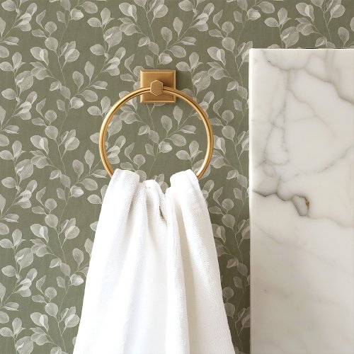 Custom Wallpaper 5 Eucalyptus Greenery On Sage Green Wallpaper