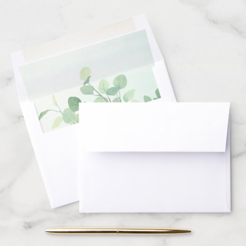 Eucalyptus Greenery on Watercolor Wedding Envelope Liner