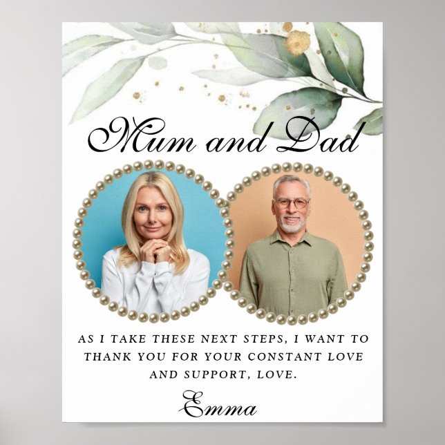 Eucalyptus Greenery Parents of the Bride Gift Poster (Front)