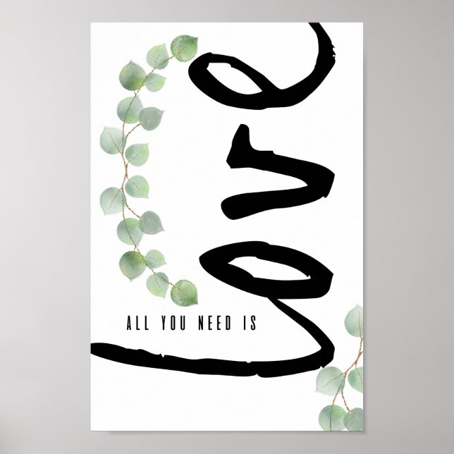 Eucalyptus Greenery Personalized Love Poster (Front)