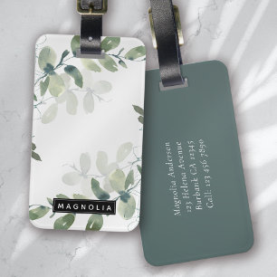 Eucalyptus Greenery Personalized Monogram Name Luggage Tag