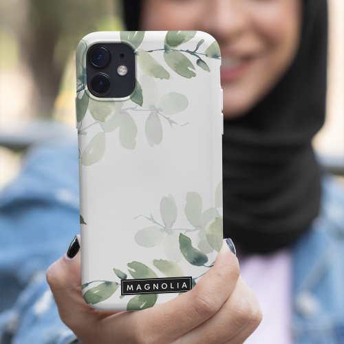 Eucalyptus Greenery Personalized Name  Case_Mate iPhone 14 Case