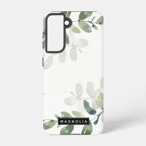 Eucalyptus Greenery Personalized Name Monogram Samsung Galaxy S21 Case