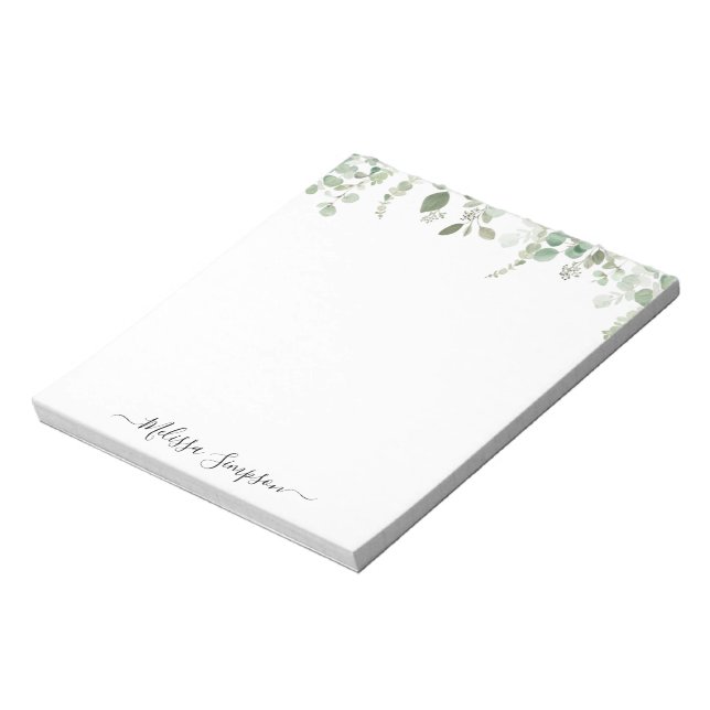 eucalyptus greenery personalized name notepad (Rotated)