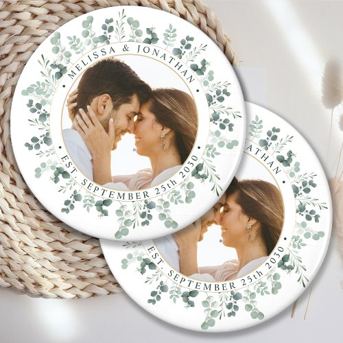Eucalyptus Greenery Personalized Photo Wedding Magnet