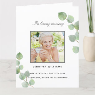 Eucalyptus greenery photo elegant funeral program
