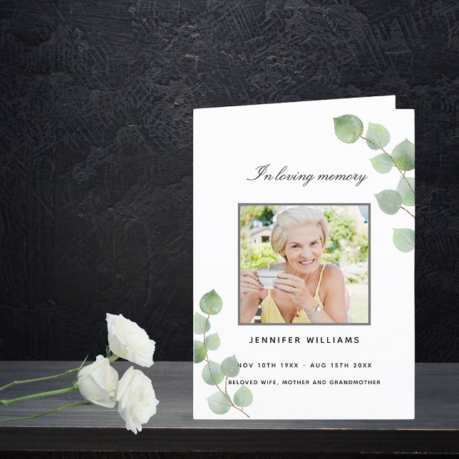Eucalyptus greenery photo elegant funeral program (Creator Uploaded)