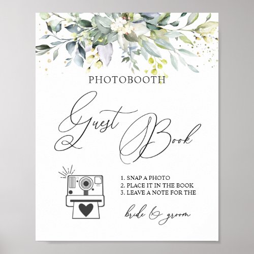 Eucalyptus Greenery Photo Guest Book Sign Poster