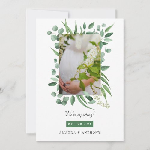 Eucalyptus Greenery Photo Pregnancy Announcement