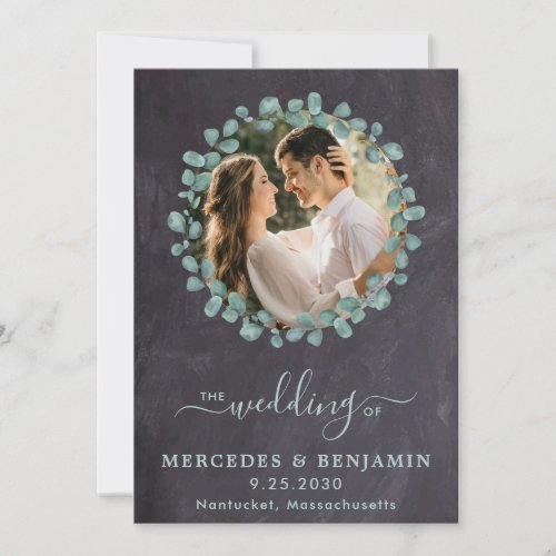 Eucalyptus Greenery Photo QR Code Rustic Wedding I Invitation