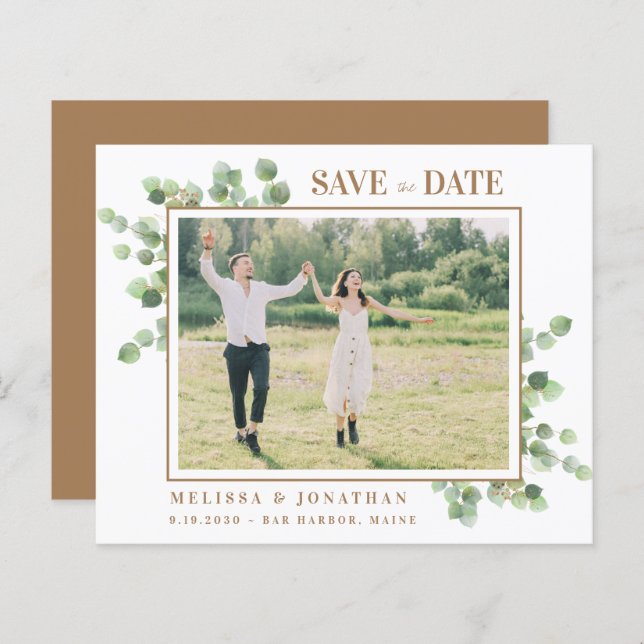Eucalyptus Greenery Photo Wedding Save The Date (Front/Back)