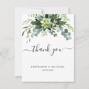 Eucalyptus Greenery Photo Wedding Thank You Card